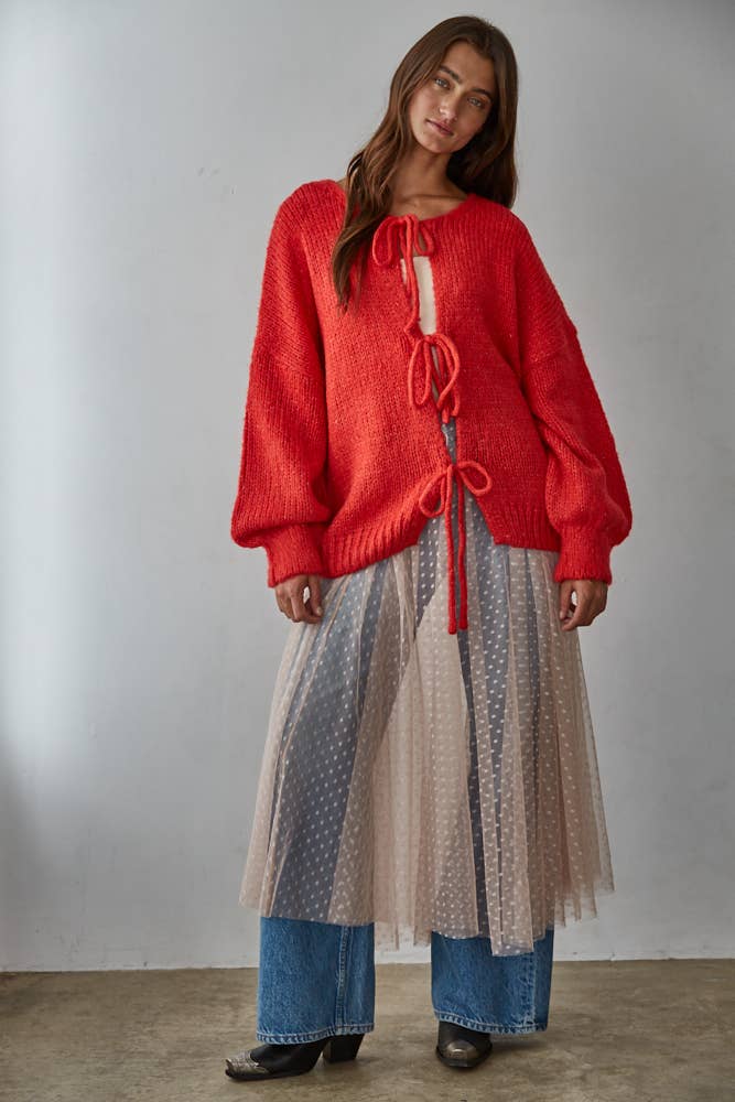 Tabitha Woven Polyester Mesh Swiss Dots See Through Skirt: Blush