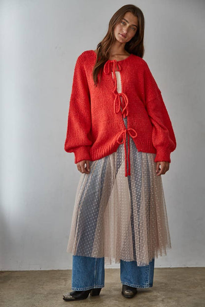 Tabitha Woven Polyester Mesh Swiss Dots See Through Skirt: Blush