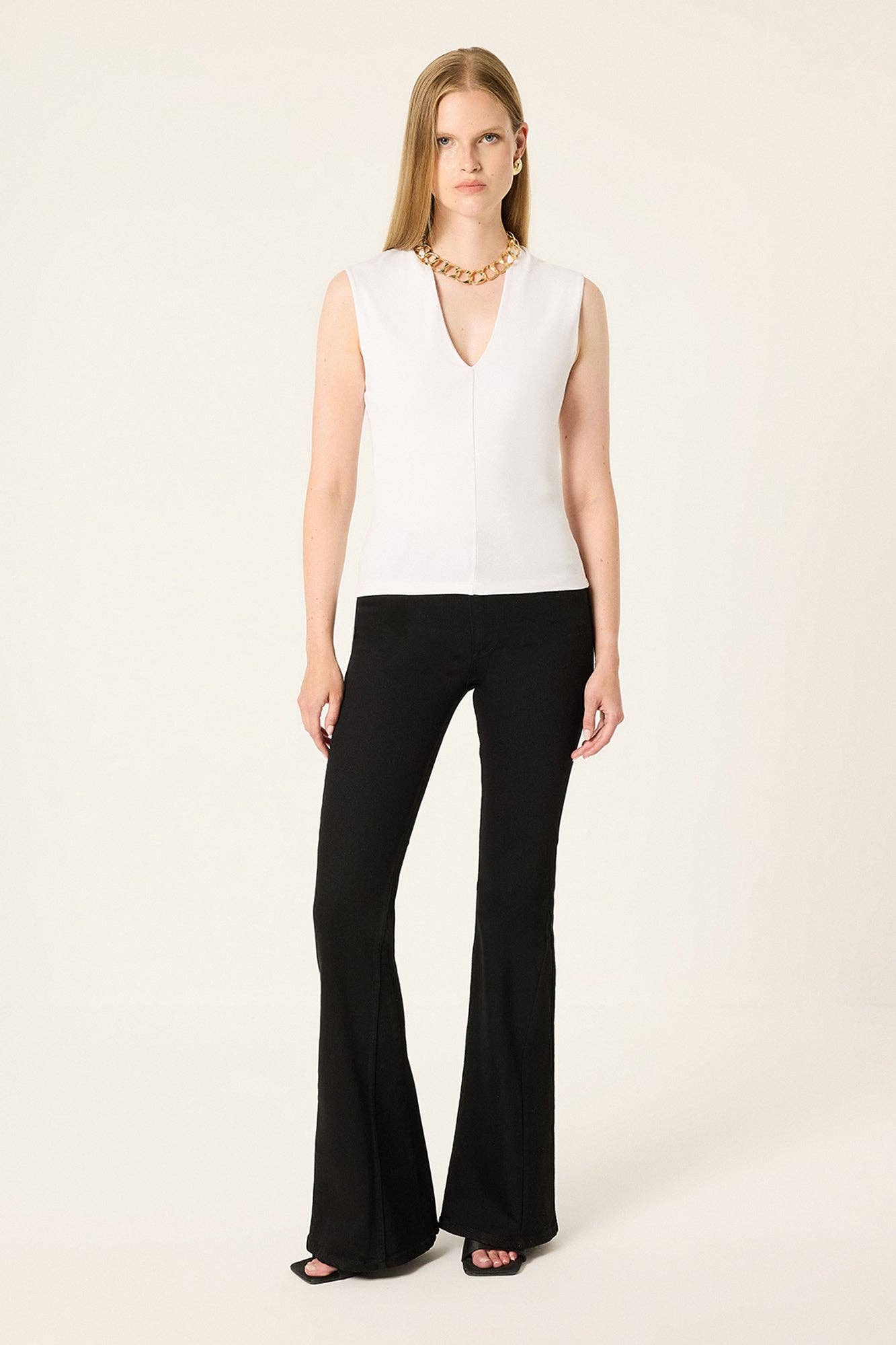 Matilda Double Layer V-Neck top in White