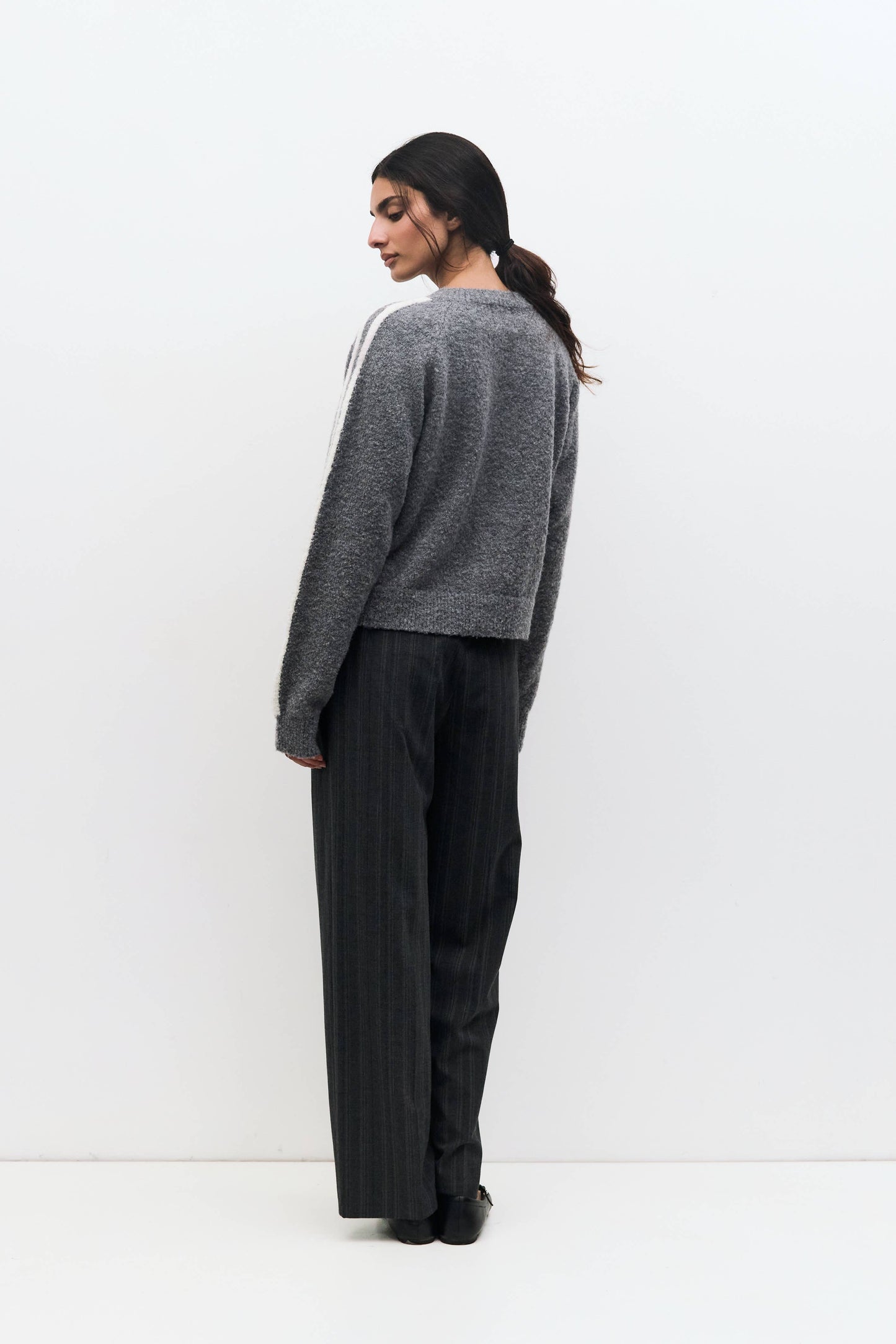 The Reba Sweater | Boucle Knit Zip-Up Jacket: HEATHER GREY