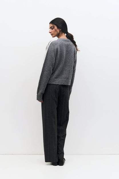 The Reba Sweater | Boucle Knit Zip-Up Jacket: HEATHER GREY