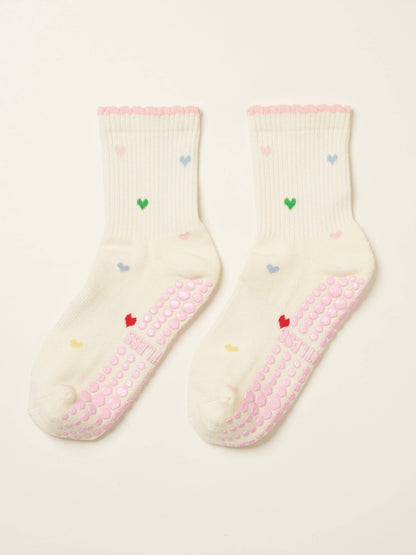 💕 Mini Heart Petal Grip Sock, Pilates Socks