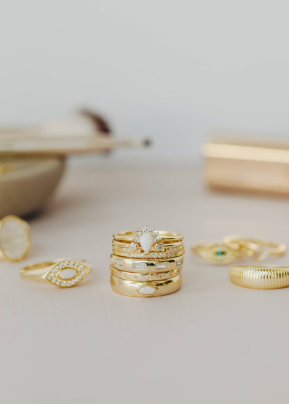 Gold Rings - Opal Burst CZ