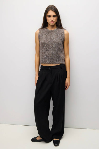 The Skyla Top Boucle Knit Sweater Vest: Brown