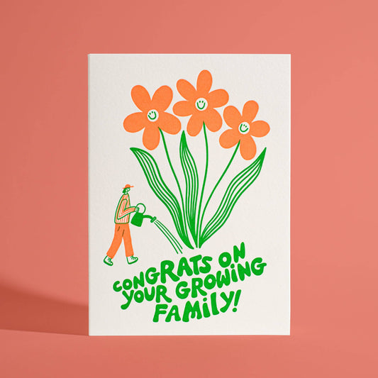 Congrats On Your Growing Family! Letterpress Greeting Card