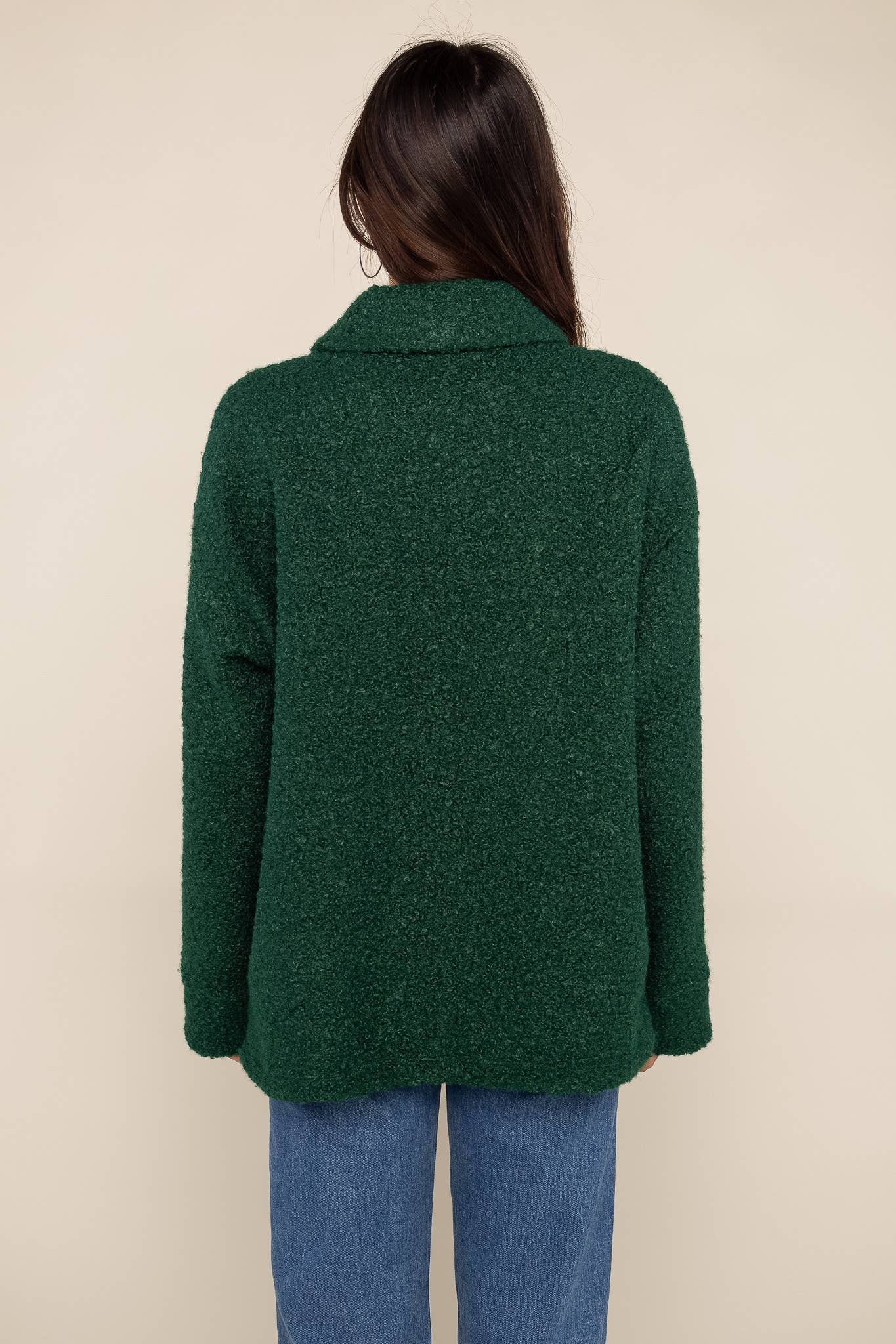 Bethany Sherpa Jacket: Hunter Green