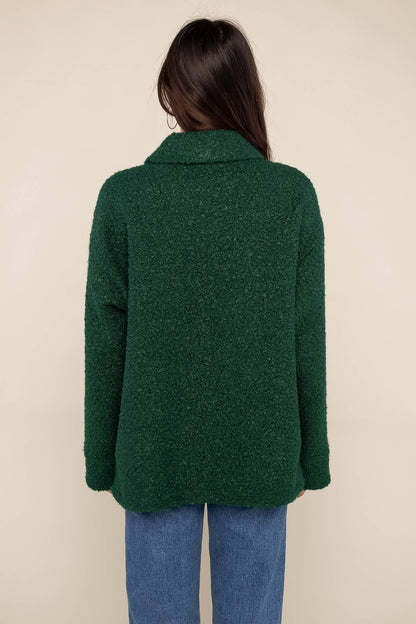 Bethany Sherpa Jacket: Hunter Green
