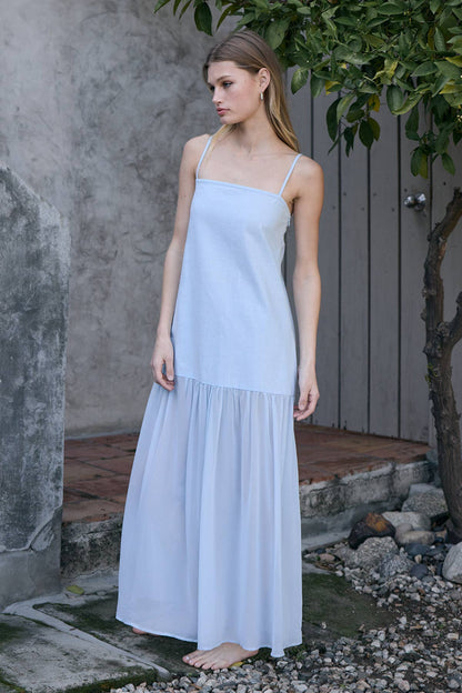 Muse Sheer Maxi Dress: LIGHT BLUE