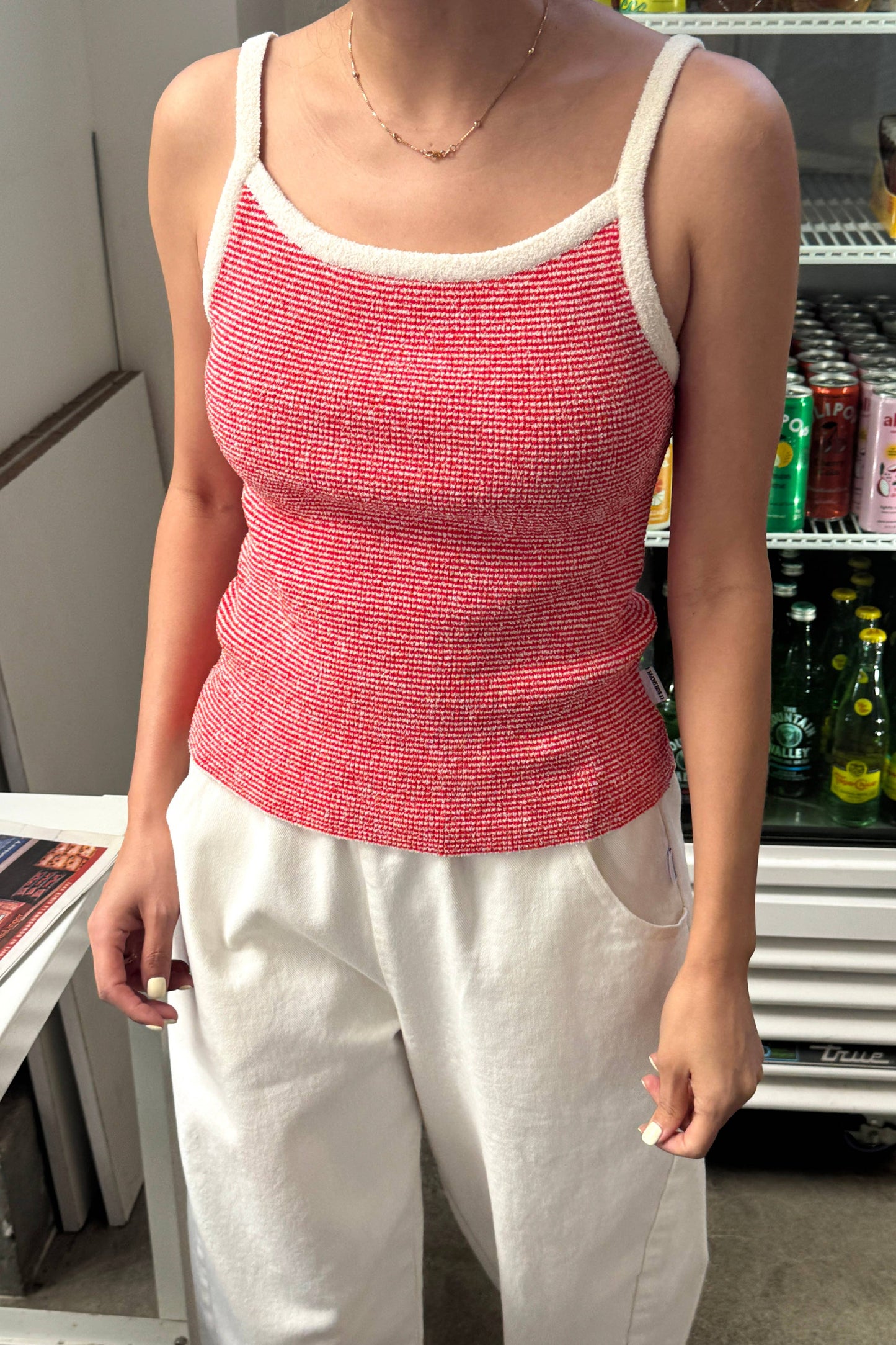Lily Sweater Cami: RED STRIPE