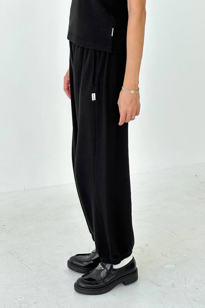 Pointelle Balloon Pants: Black