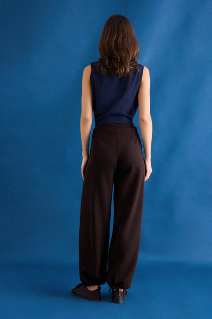 Front-Pleated Relaxed Harem Pants: Acı Kahve / S