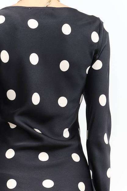 Georgie Polka Dot Black Dress : Black