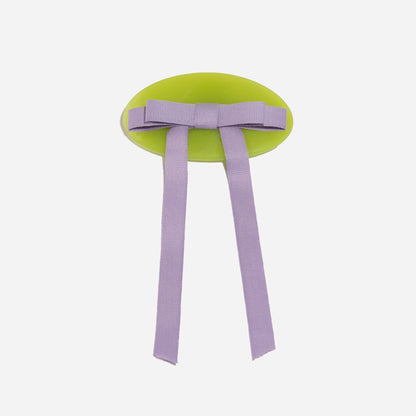 Bow Barrette in Lime/Lavender