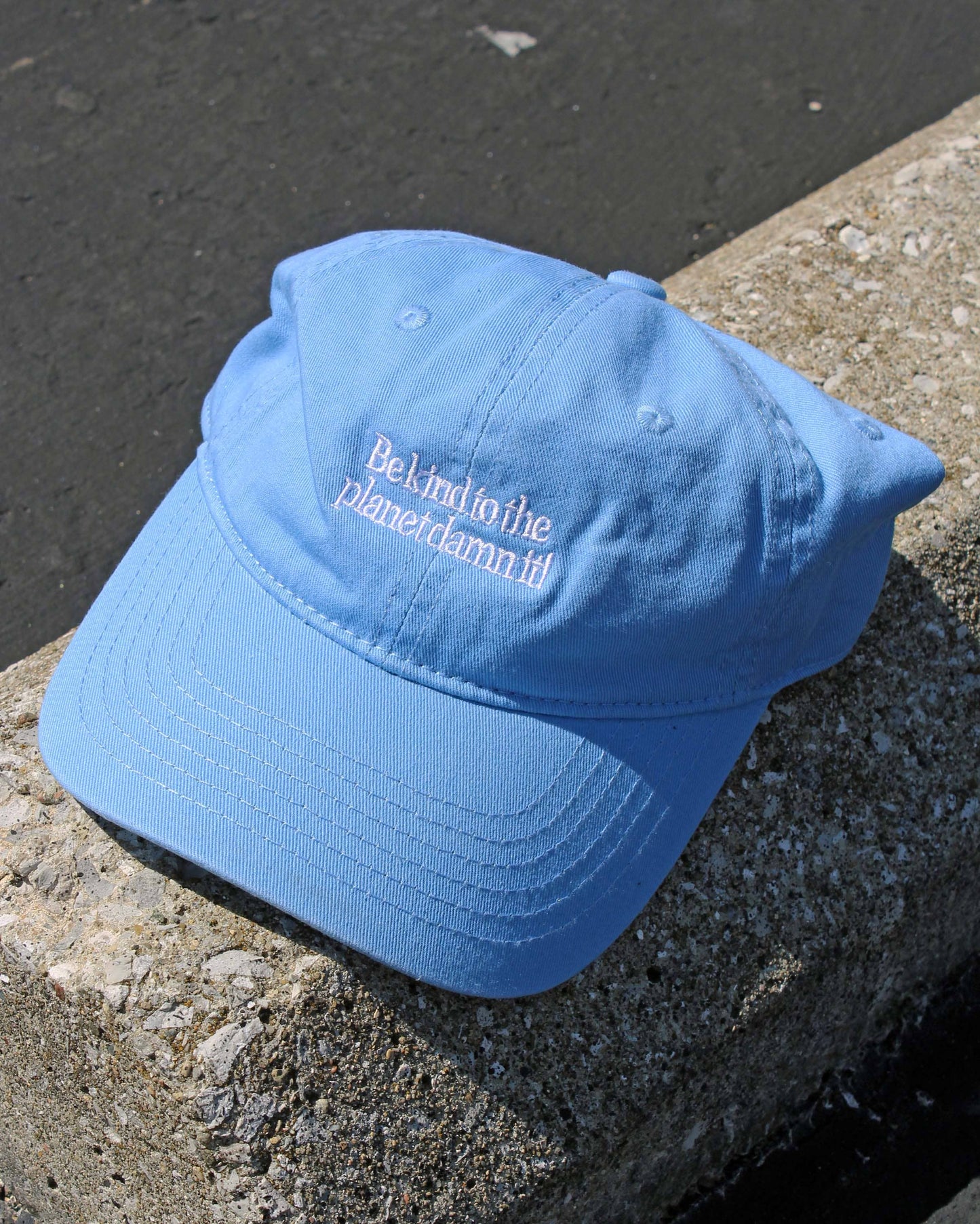 "Be Kind to the Planet Damn It" Ball Cap: French Blue
