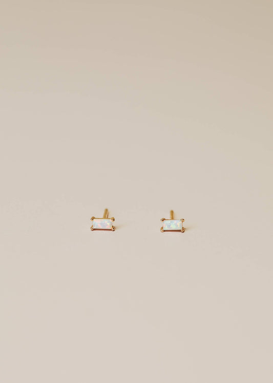 Baguette - White Opal - Earring