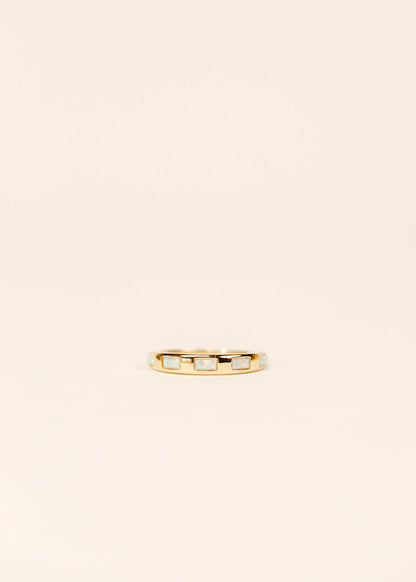 White Opal Inset Baguette Ring