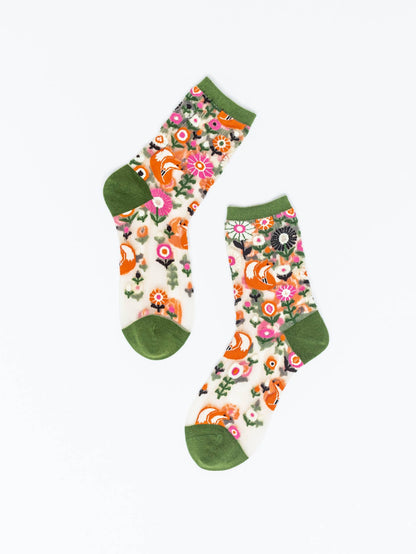 Feeling Foxy Sheer Crew Sock