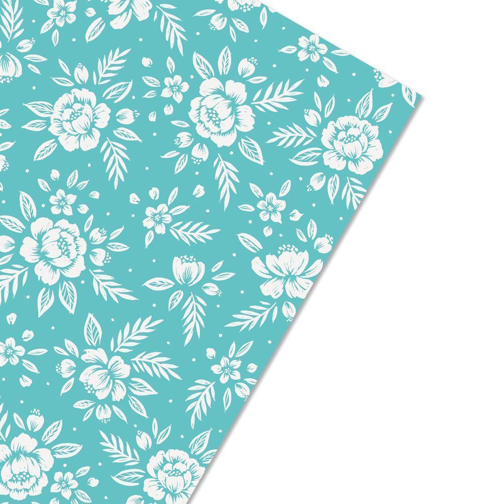 Turquoise Floral Gift Wrap