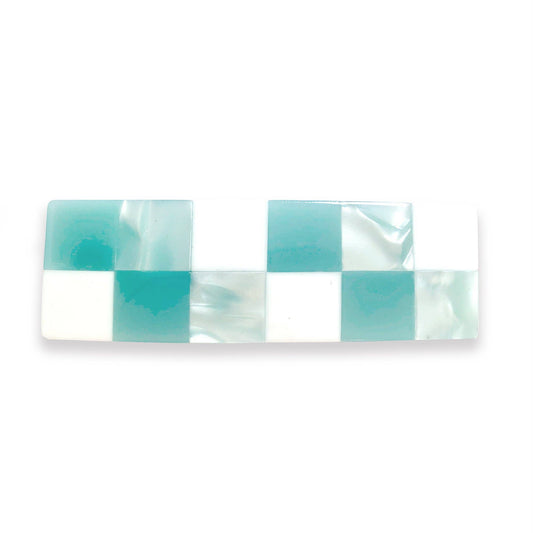 Minty Checkers  - Hair Barrette